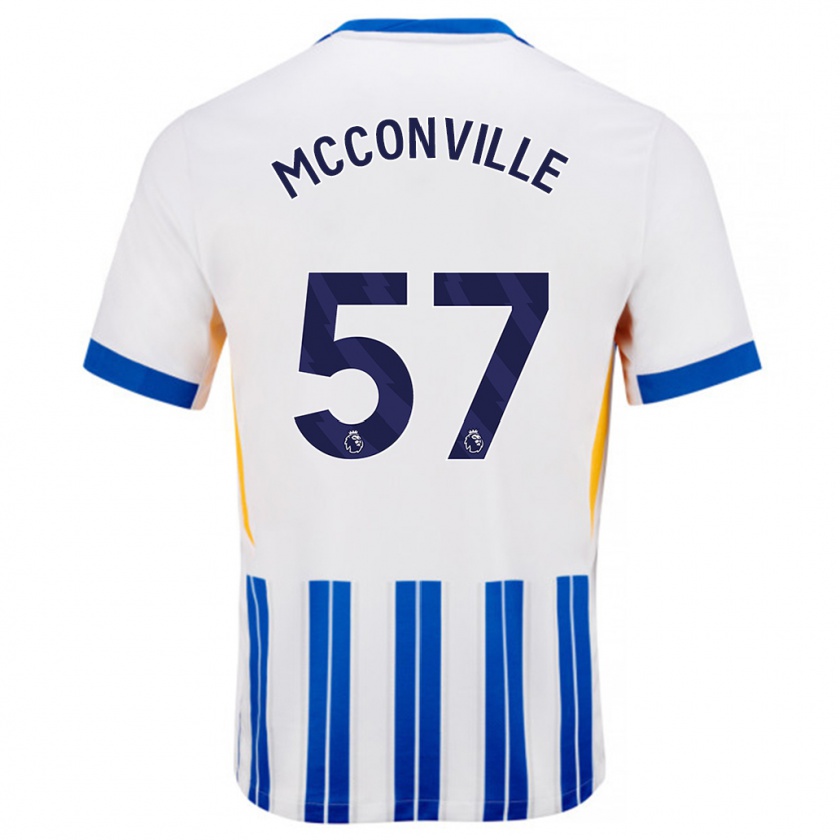 Kandiny Uomo Maglia Ruairi Mcconville #57 Bianco Blu A Righe Kit Gara Home 2024/25 Maglietta