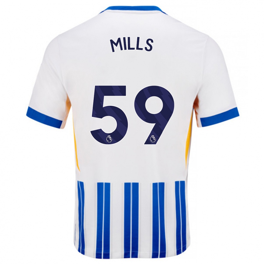 Kandiny Heren Harry Mills #59 Wit Blauwe Krijtstrepen Thuisshirt Thuistenue 2024/25 T-Shirt