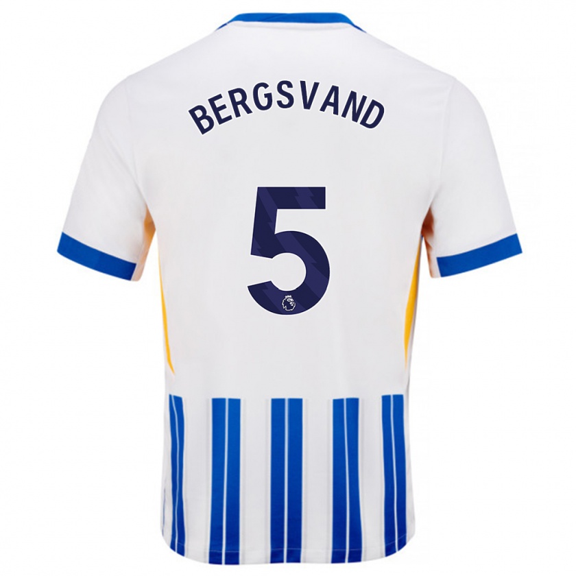 Kandiny Heren Guro Bergsvand #5 Wit Blauwe Krijtstrepen Thuisshirt Thuistenue 2024/25 T-Shirt België