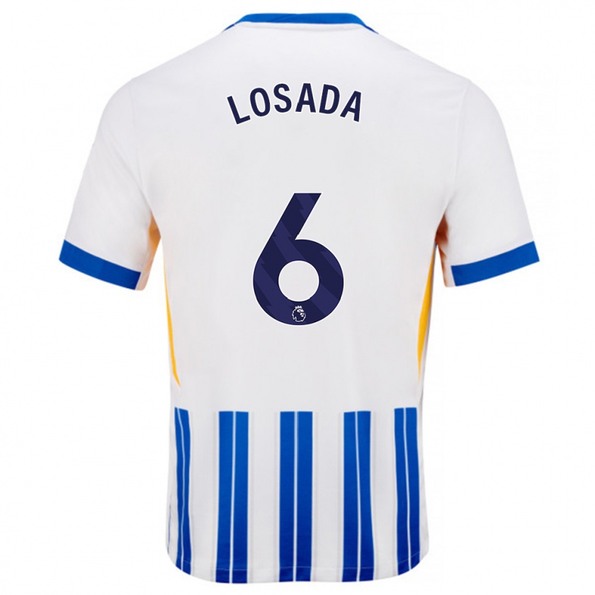 Kandiny Heren Vicky Losada #6 Wit Blauwe Krijtstrepen Thuisshirt Thuistenue 2024/25 T-Shirt