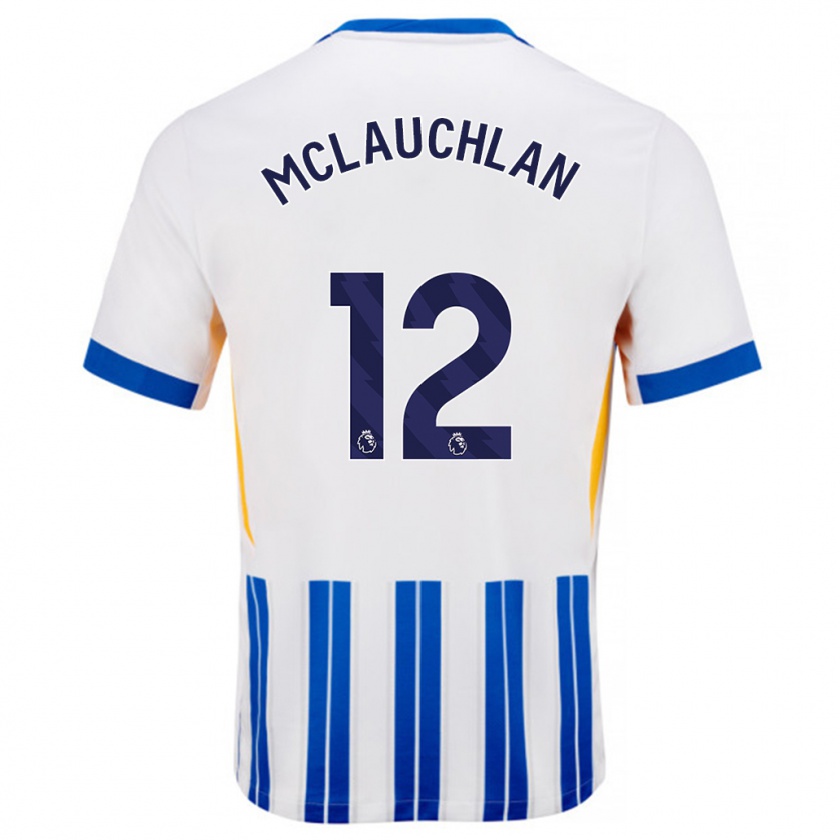 Kandiny Hombre Camiseta Rachel Mclauchlan #12 Blanco Azul Rayas 1ª Equipación 2024/25 La Camisa México