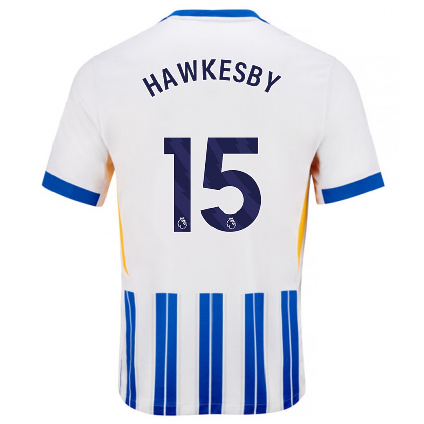 Kandiny Herren Mackenzie Hawkesby #15 Weiß Blaue Nadelstreifen Heimtrikot Trikot 2024/25 T-Shirt Österreich