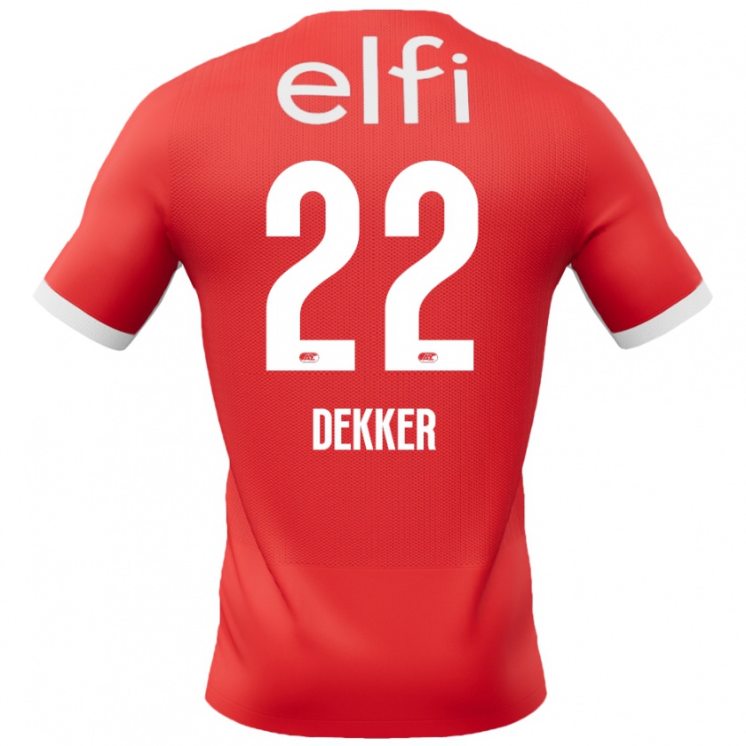 Kandiny Hombre Camiseta Maxim Dekker #22 Rojo Blanco 1ª Equipación 2024/25 La Camisa México