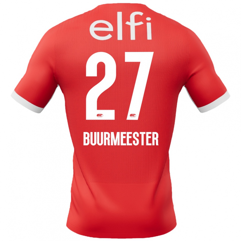 Kandiny Hombre Camiseta Zico Buurmeester #27 Rojo Blanco 1ª Equipación 2024/25 La Camisa México