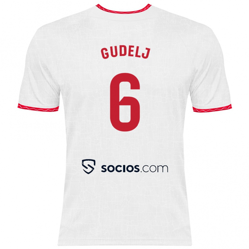 Kandiny Uomo Maglia Nemanja Gudelj #6 Bianco Rosso Kit Gara Home 2024/25 Maglietta