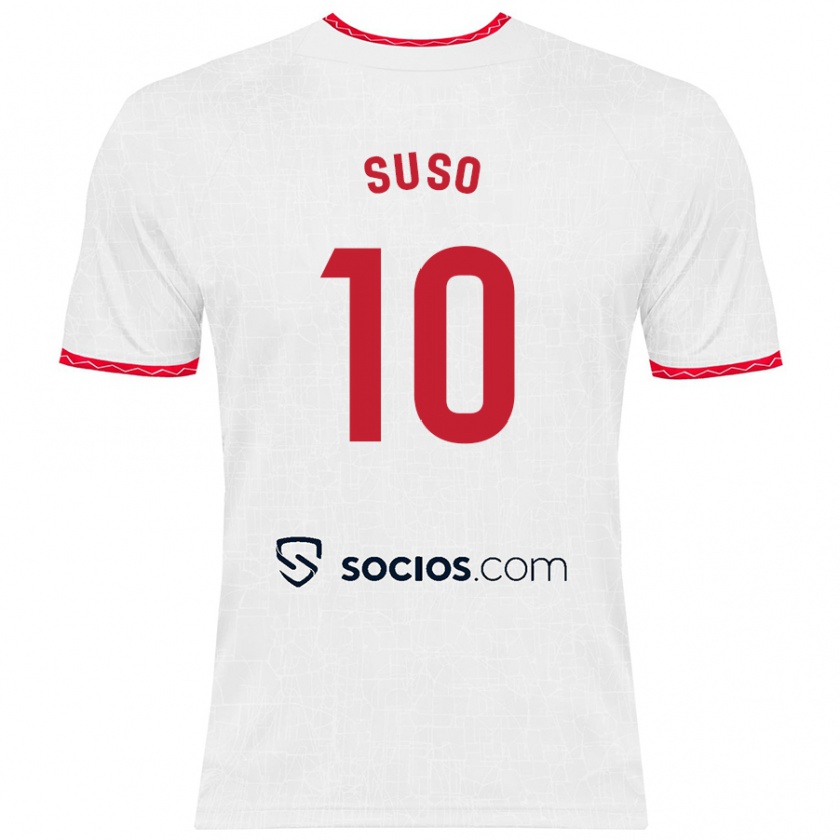 Kandiny Heren Suso #10 Wit Rood Thuisshirt Thuistenue 2024/25 T-Shirt