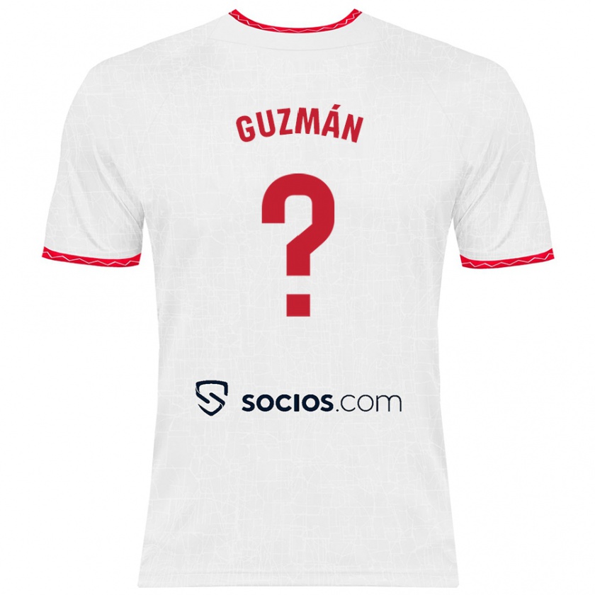 Kandiny Heren Gonzalo Guzmán #0 Wit Rood Thuisshirt Thuistenue 2024/25 T-Shirt