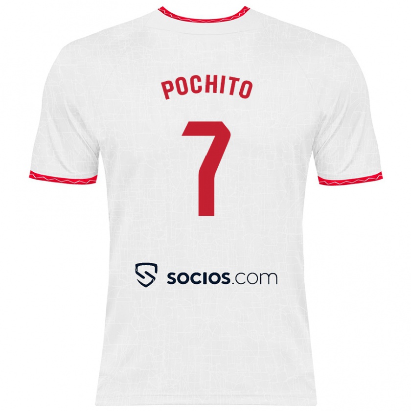 Kandiny Hombre Camiseta Pochito #7 Blanco Rojo 1ª Equipación 2024/25 La Camisa México