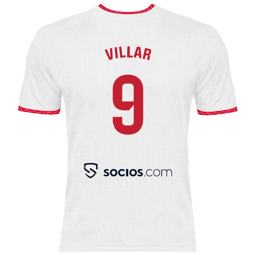 Kandiny Heren Iker Villar #9 Wit Rood Thuisshirt Thuistenue 2024/25 T-Shirt