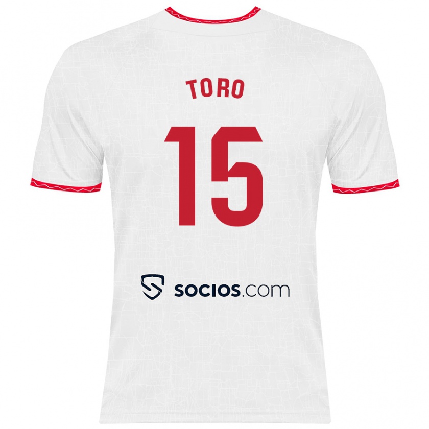 Kandiny Hombre Camiseta Juanan Toro #15 Blanco Rojo 1ª Equipación 2024/25 La Camisa México