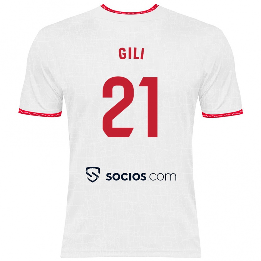 Kandiny Uomo Maglia Gemma Gili #21 Bianco Rosso Kit Gara Home 2024/25 Maglietta