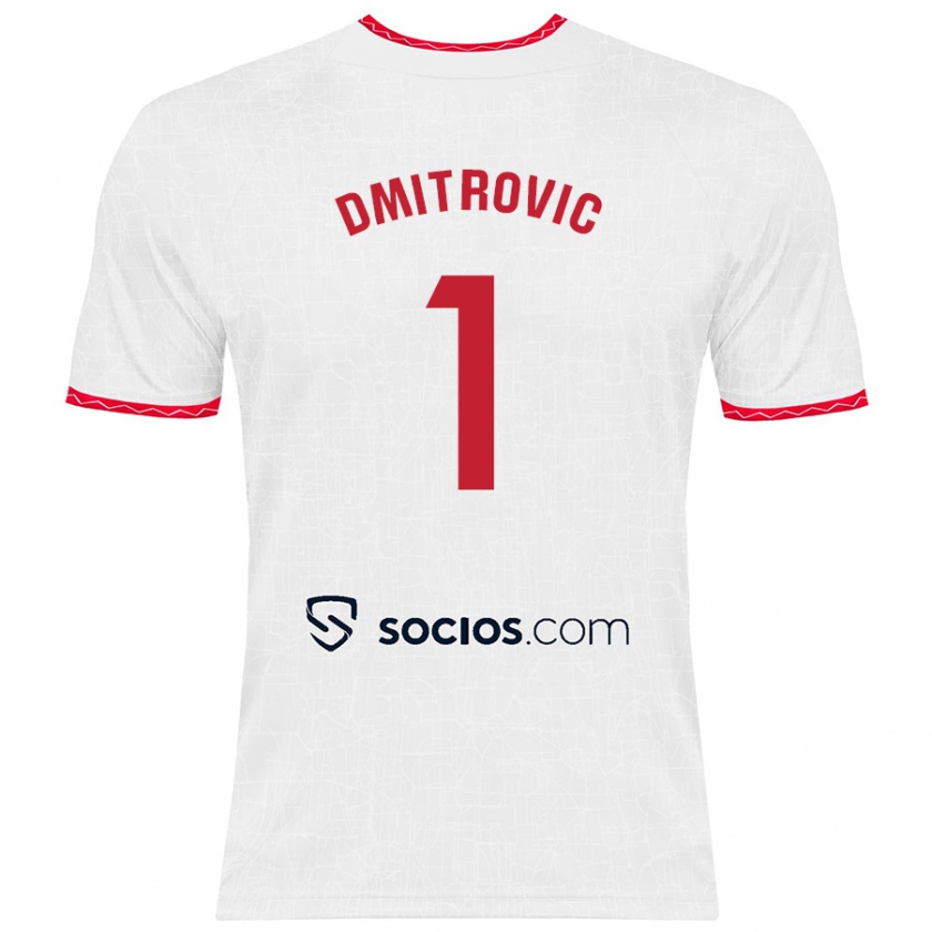 Kandiny Hombre Camiseta Marko Dmitrović #1 Blanco Rojo 1ª Equipación 2024/25 La Camisa México