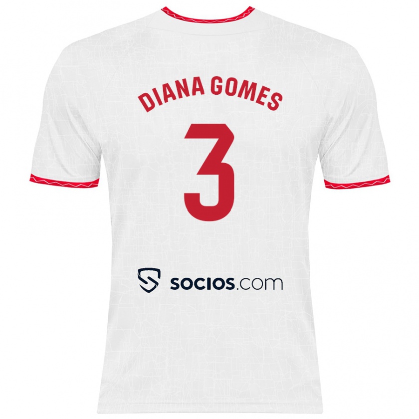 Kandiny Herren Diana Catarina Ribeiro Gomes #3 Weiß Rot Heimtrikot Trikot 2024/25 T-Shirt Österreich