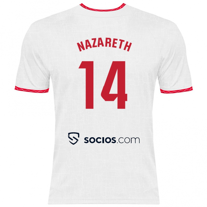 Kandiny Heren Nazaret Martín #14 Wit Rood Thuisshirt Thuistenue 2024/25 T-Shirt België