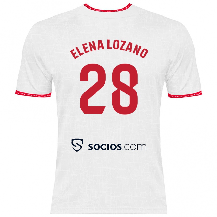 Kandiny Herren Elena Lozano Gallego #28 Weiß Rot Heimtrikot Trikot 2024/25 T-Shirt Österreich