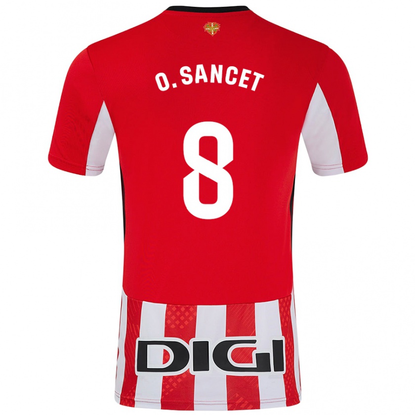 Kandiny Hombre Camiseta Oihan Sancet #8 Rojo Blanco 1ª Equipación 2024/25 La Camisa México