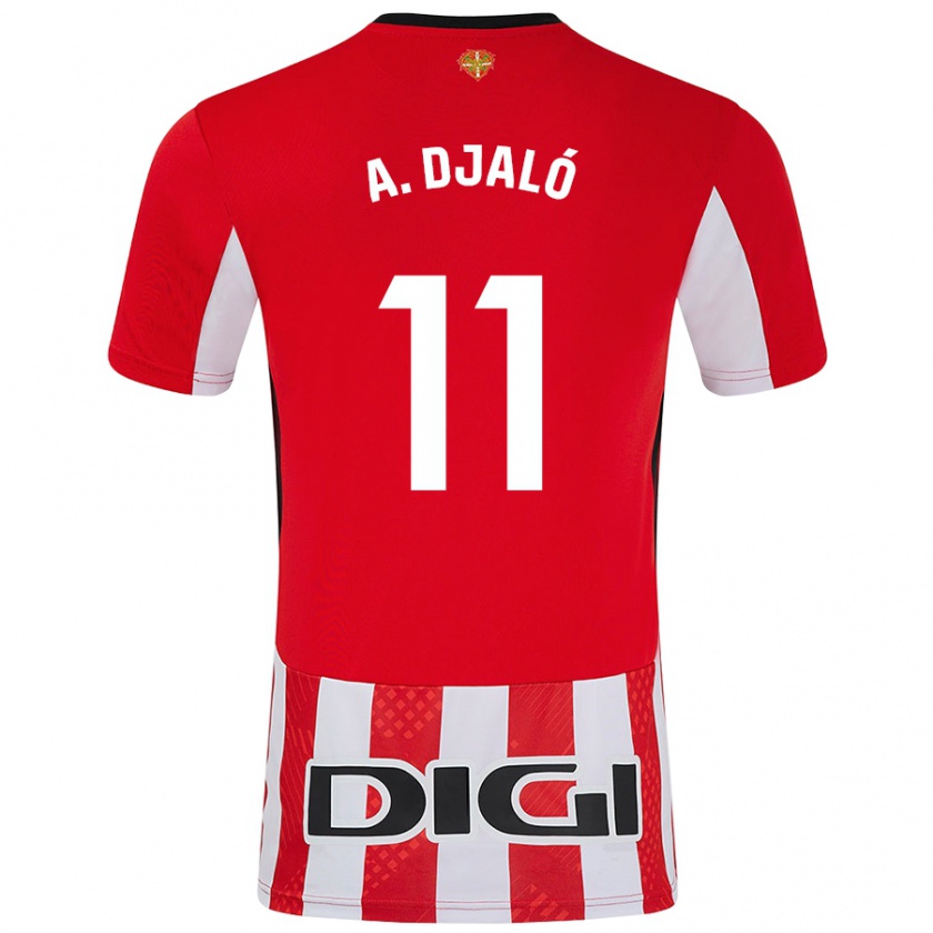 Kandiny Hombre Camiseta Álvaro Djaló #11 Rojo Blanco 1ª Equipación 2024/25 La Camisa México