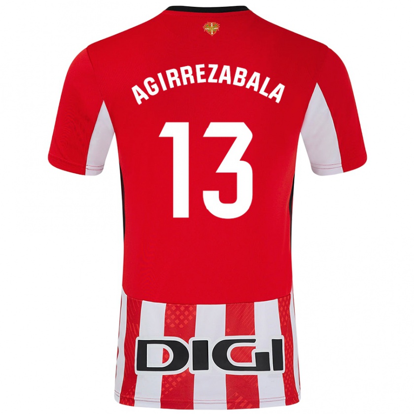 Kandiny Heren Julen Agirrezabala #13 Rood Wit Thuisshirt Thuistenue 2024/25 T-Shirt