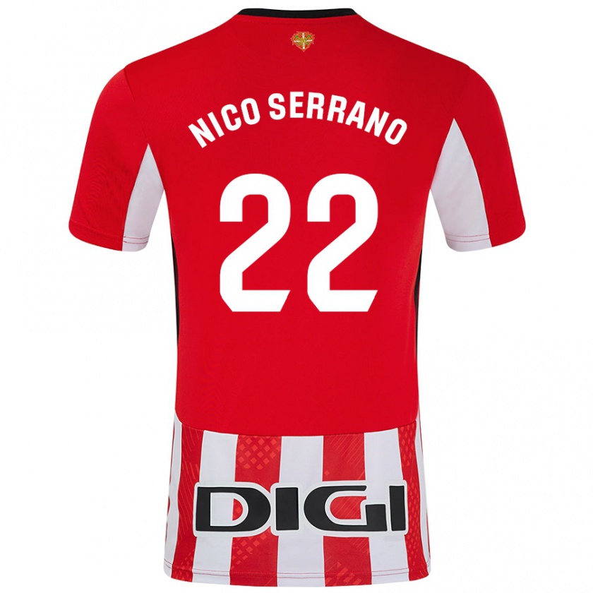 Kandiny Män Nico Serrano #22 Röd Vit Hemmatröja Matchtröjor 2024/25 Tröjor T-Tröja