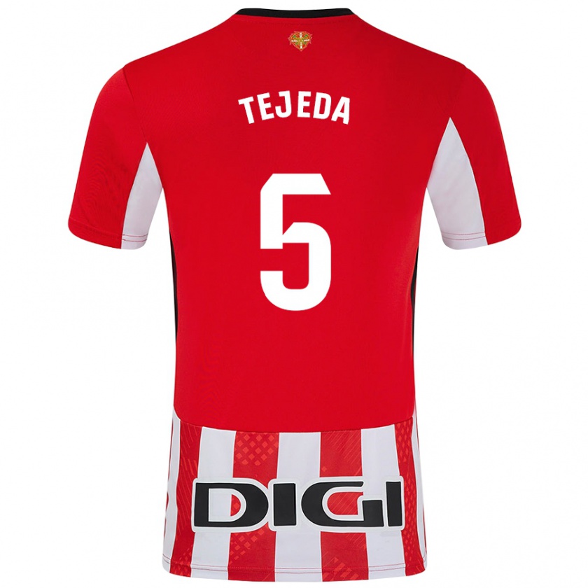 Kandiny Hombre Camiseta Diego Tejeda #5 Rojo Blanco 1ª Equipación 2024/25 La Camisa México