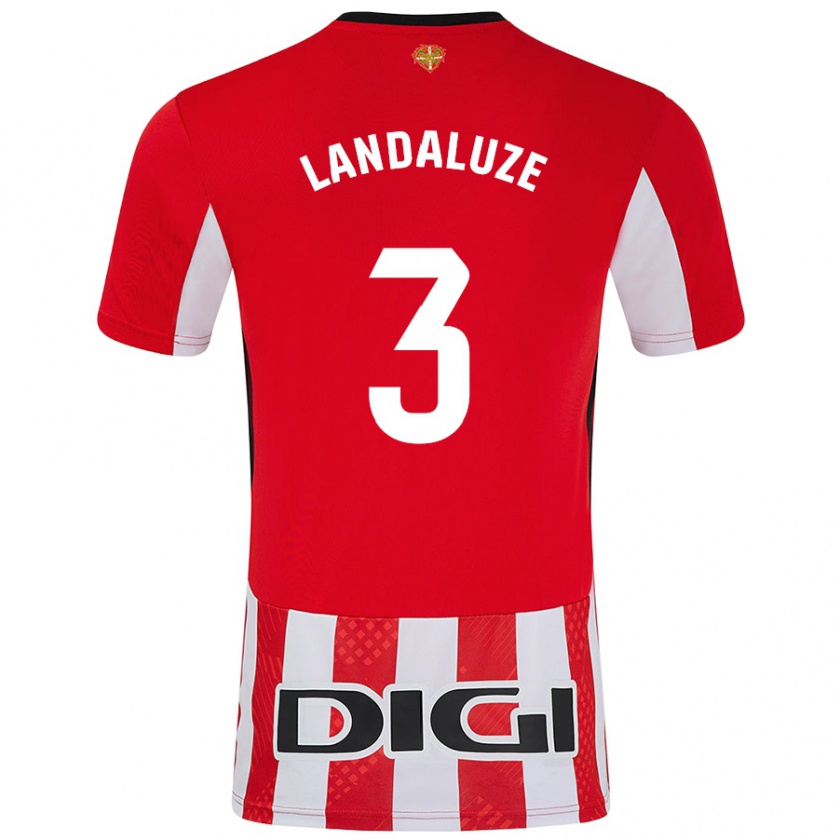 Kandiny Hombre Camiseta Naia Landaluze #3 Rojo Blanco 1ª Equipación 2024/25 La Camisa México