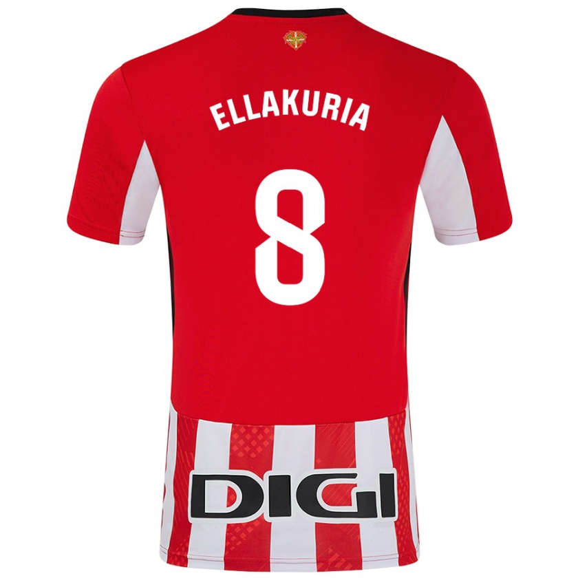 Kandiny Hombre Camiseta Eneko Ellakuria #8 Rojo Blanco 1ª Equipación 2024/25 La Camisa México