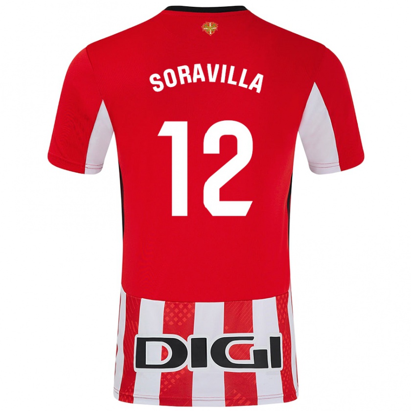 Kandiny Hombre Camiseta Ander Soravilla #12 Rojo Blanco 1ª Equipación 2024/25 La Camisa