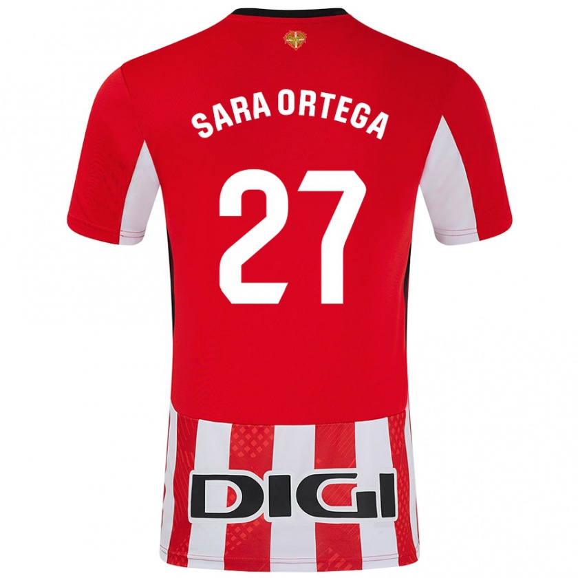 Kandiny Uomo Maglia Sara Ortega Ruiz #27 Rosso Bianco Kit Gara Home 2024/25 Maglietta