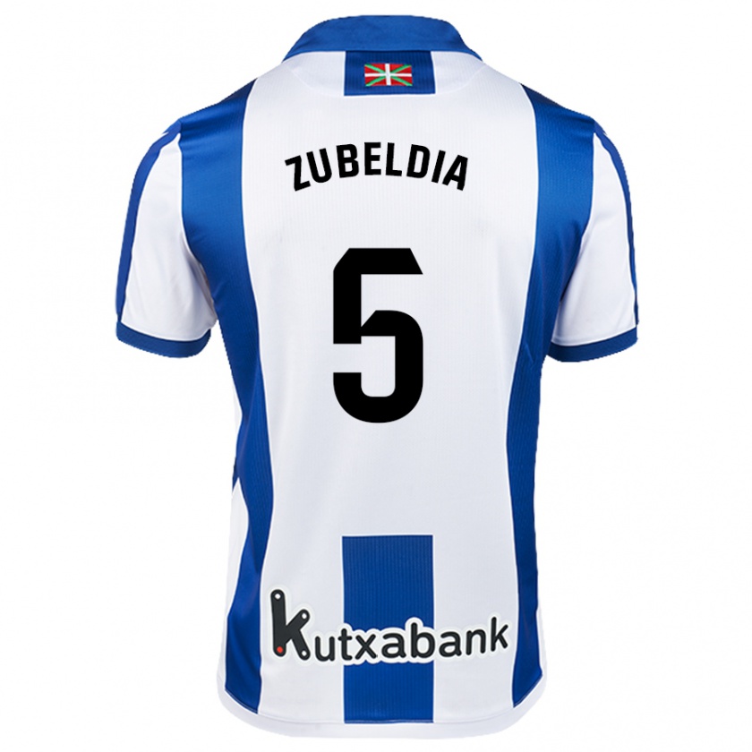 Kandiny Heren Igor Zubeldia #5 Wit Blauw Thuisshirt Thuistenue 2024/25 T-Shirt