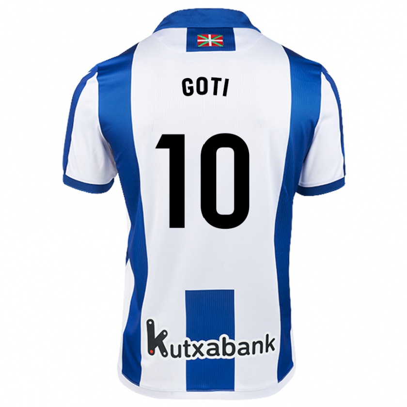 Kandiny Heren Mikel Goti #10 Wit Blauw Thuisshirt Thuistenue 2024/25 T-Shirt