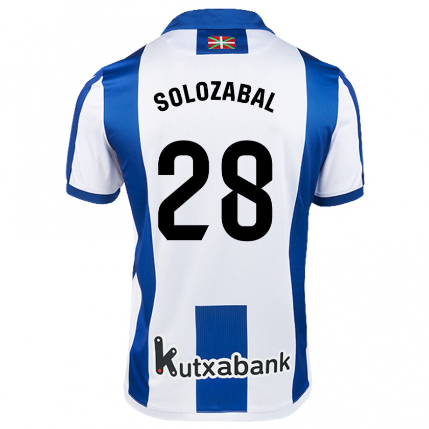 Kandiny Uomo Maglia Malen Solozabal Ibarra #28 Bianco Blu Kit Gara Home 2024/25 Maglietta