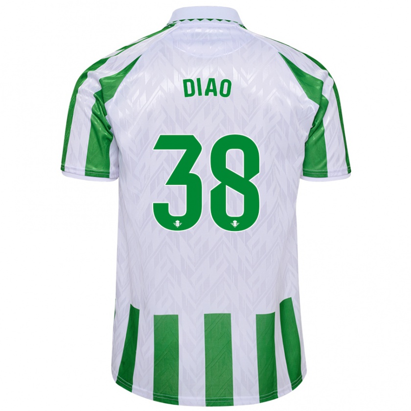 Kandiny Hombre Camiseta Assane Diao #38 Verde Rayas Blancas 1ª Equipación 2024/25 La Camisa