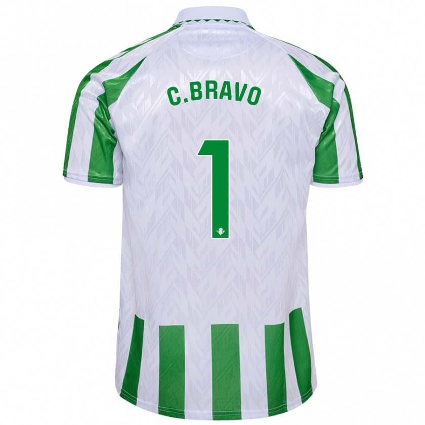 Kandiny Uomo Maglia Claudio Bravo #1 Verde Bianco A Righe Kit Gara Home 2024/25 Maglietta