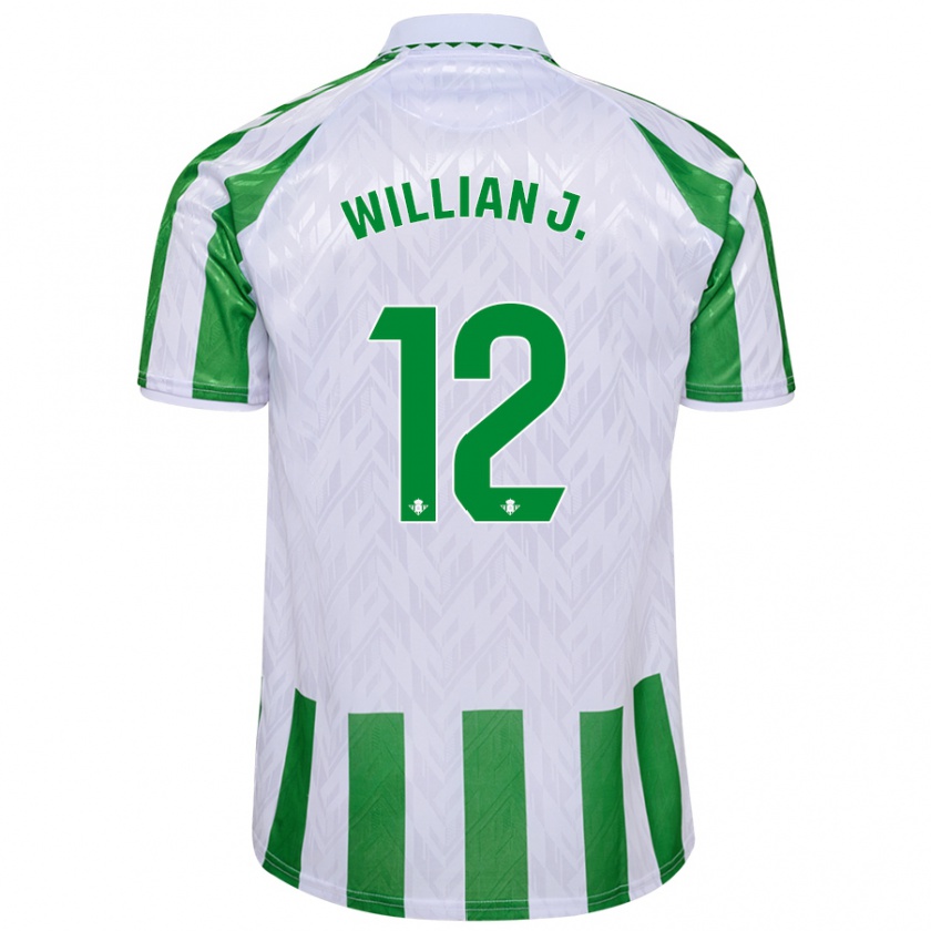 Kandiny Heren Willian José #12 Groen Witte Strepen Thuisshirt Thuistenue 2024/25 T-Shirt