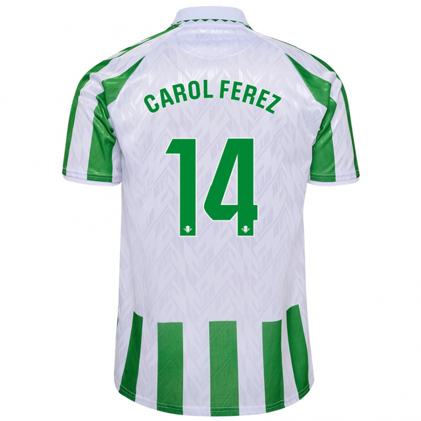 Kandiny Uomo Maglia Carolina Férez Méndez #14 Verde Bianco A Righe Kit Gara Home 2024/25 Maglietta