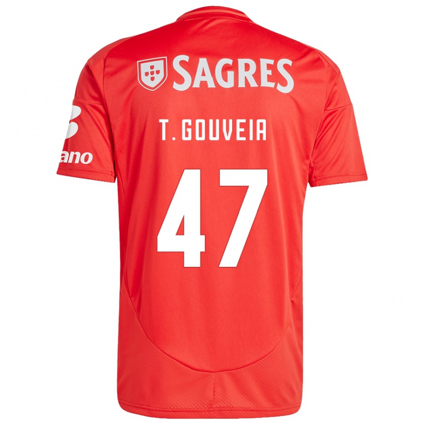 Kandiny Hombre Camiseta Tiago Gouveia #47 Rojo Blanco 1ª Equipación 2024/25 La Camisa