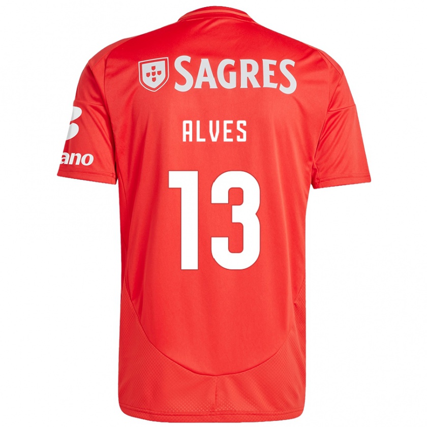 Kandiny Hombre Camiseta Lúcia Alves #13 Rojo Blanco 1ª Equipación 2024/25 La Camisa