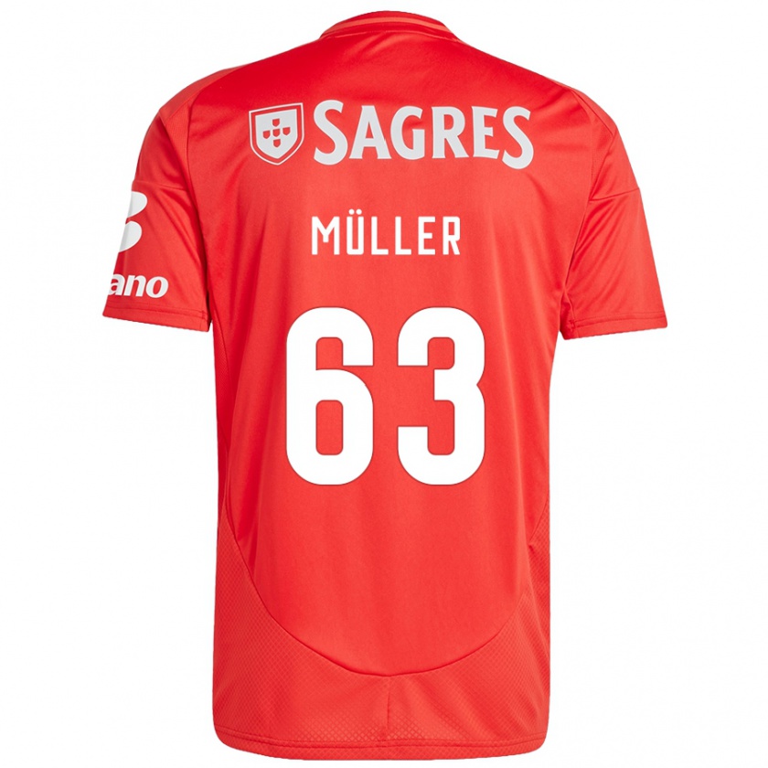 Kandiny Hombre Camiseta José Müller #63 Rojo Blanco 1ª Equipación 2024/25 La Camisa