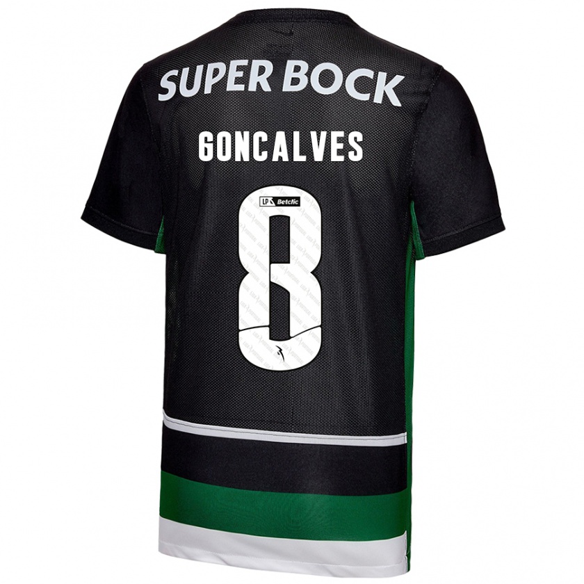 Kandiny Uomo Maglia Pedro Gonçalves #8 Nero Bianco Verde Kit Gara Home 2024/25 Maglietta