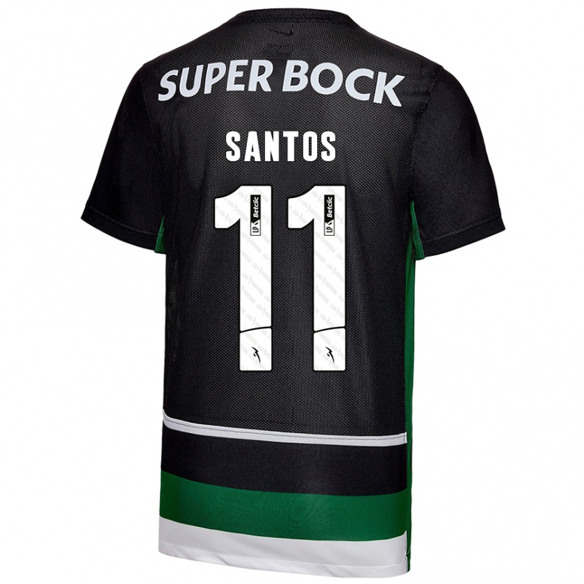 Kandiny Uomo Maglia Nuno Santos #11 Nero Bianco Verde Kit Gara Home 2024/25 Maglietta