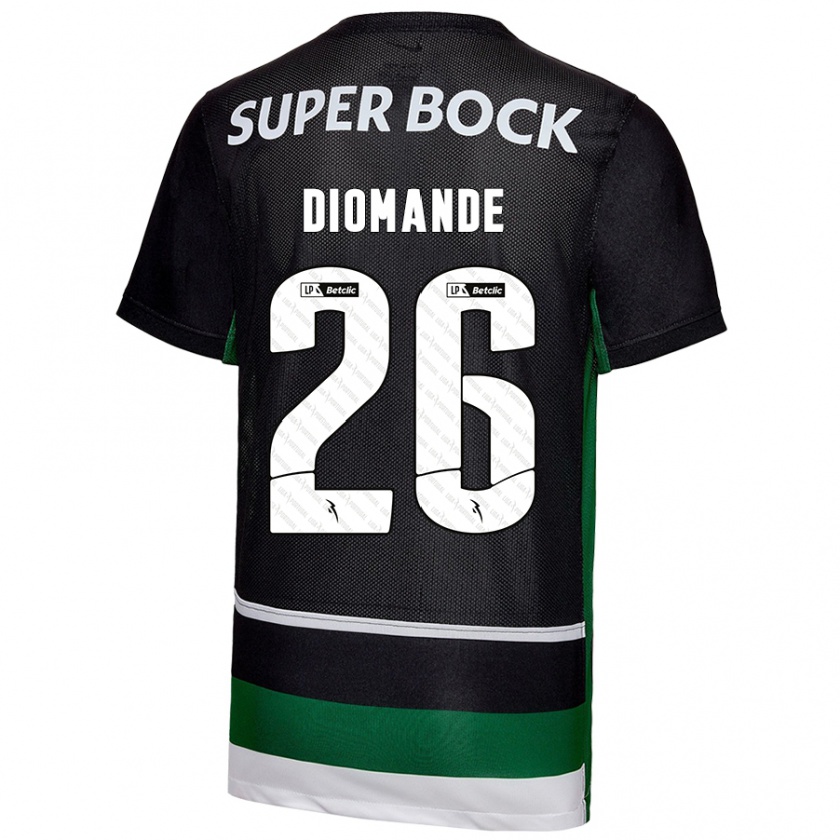 Kandiny Heren Ousmane Diomande #26 Zwart Wit Groen Thuisshirt Thuistenue 2024/25 T-Shirt