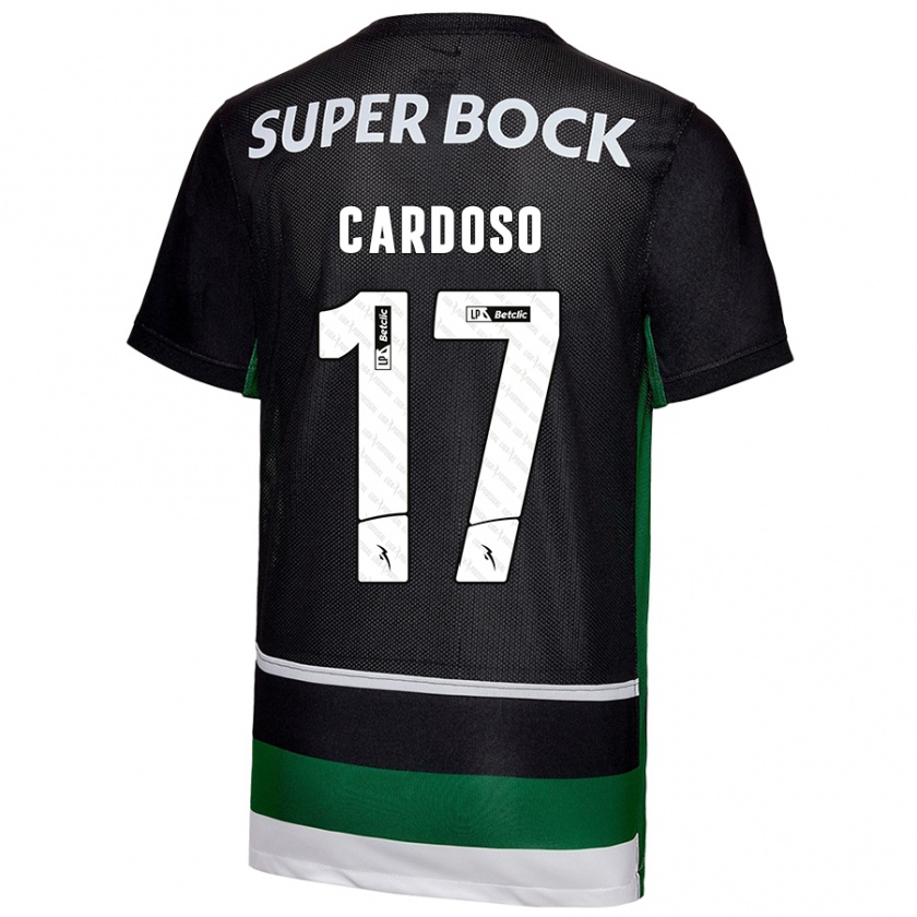 Kandiny Hombre Camiseta Diogo Cardoso #17 Negro Blanco Verde 1ª Equipación 2024/25 La Camisa