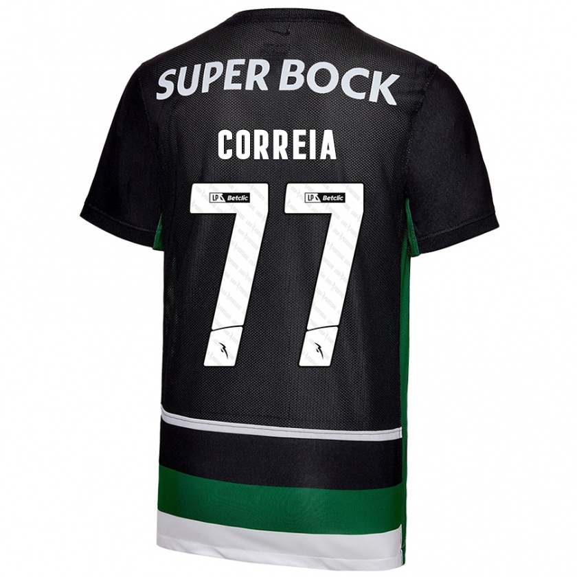 Kandiny Uomo Maglia Alícia Correia #77 Nero Bianco Verde Kit Gara Home 2024/25 Maglietta