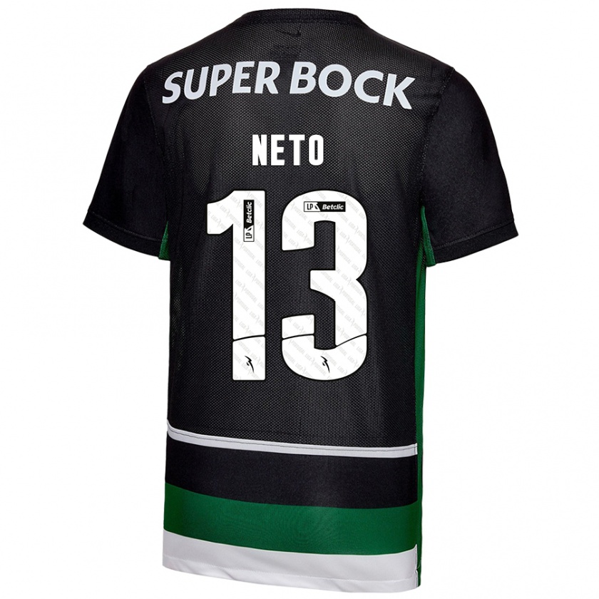 Kandiny Uomo Maglia Luís Neto #13 Nero Bianco Verde Kit Gara Home 2024/25 Maglietta