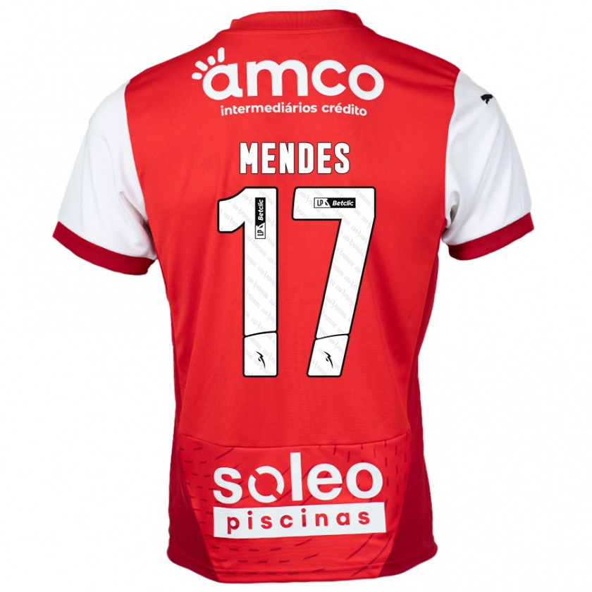 Kandiny Hombre Camiseta Joe Mendes #17 Rojo Blanco 1ª Equipación 2024/25 La Camisa