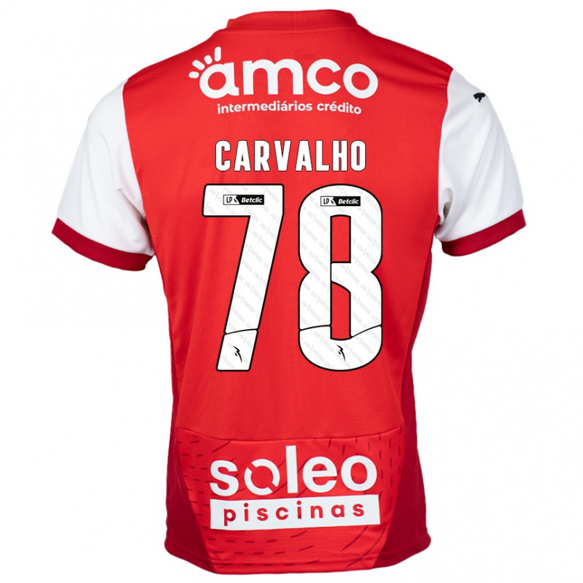 Kandiny Hombre Camiseta João Carvalho #78 Rojo Blanco 1ª Equipación 2024/25 La Camisa