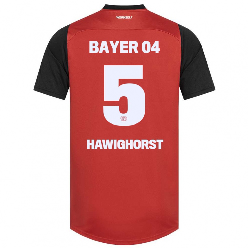 Kandiny Hombre Camiseta Ben Hawighorst #5 Rojo Negro 1ª Equipación 2024/25 La Camisa México