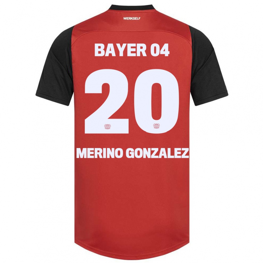 Kandiny Hombre Camiseta Estrella Merino Gonzalez #20 Rojo Negro 1ª Equipación 2024/25 La Camisa