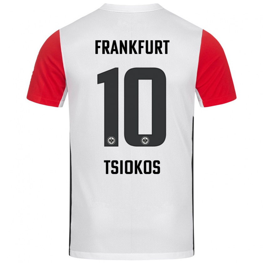 Kandiny Uomo Maglia Leonidas Ilias Tsiokos #10 Bianco Rosso Kit Gara Home 2024/25 Maglietta