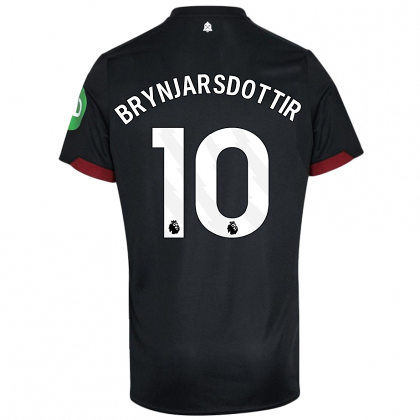 Kandiny Uomo Maglia Dagný Brynjarsdóttir #10 Nero Bianco Kit Gara Away 2024/25 Maglietta